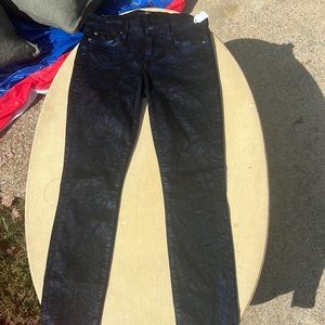 Black with blue shimmer skinny jeans